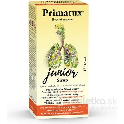 Primatux Junior Sirup na hrdlo a dýchacie cesty 100 ml