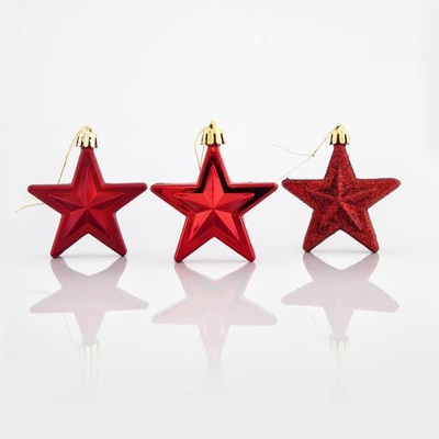 Eurolamp Vianočné ozdoby plastové červené hviezdy 6,5 cm set 12 ks