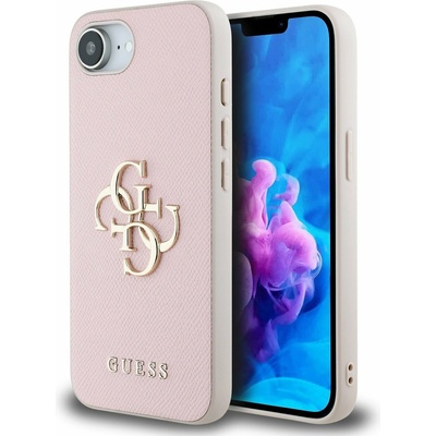 GUESS PU Зърнест 4G Метален лого Заден капак за iPhone 16e Розов Guess | Rozov | ЖЕНИ | UNI