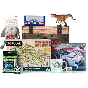 Truhla plná hraček Oskar dětské hračky pro kluky velká sada mix 7ks