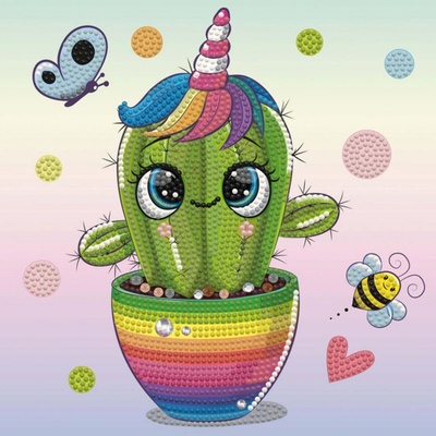 DIAMOND DOTZ DOTZIES Diamantové malování Duhový kaktus DTZ3010 23 x 23 cm – Sleviste.cz