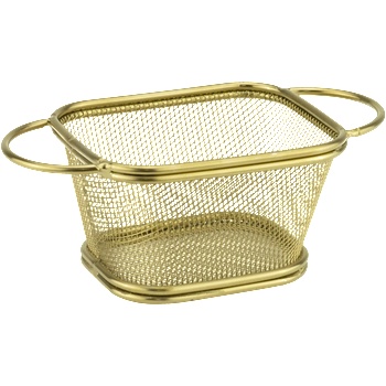 Horecano HORECANO-Кошничка за сервиране с дръжки квадрат 10.5x9xh6.2cm ЗЛАТНА (HC-981976) (01981976)