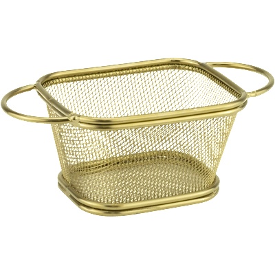 Horecano HORECANO-Кошничка за сервиране с дръжки квадрат 10.5x9xh6.2cm ЗЛАТНА (HC-981976) (01981976)