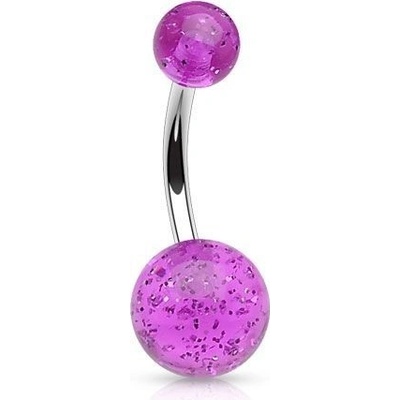 Šperky4U piercing do pupíku banánek se třpytkami BA01077-A