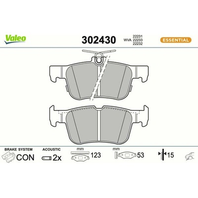 Sada brzdových platničiek kotúčovej brzdy VALEO ESSENTIAL 302430