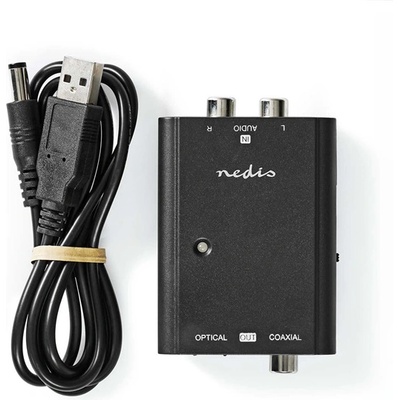 NEDIS ACON2508BK, аналогово-цифров аудиоконвертор, 2x RCA вход - цифров коаксиален/тослинк изход (ACON2508BK)