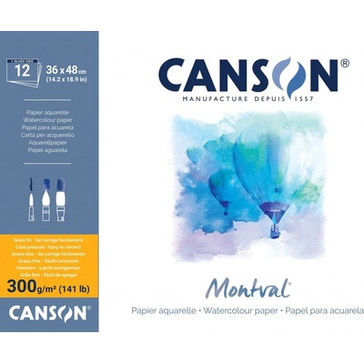 Canson Pad Montval Cold Pressed 32 x 24 cm 200 g Natural White Skicár