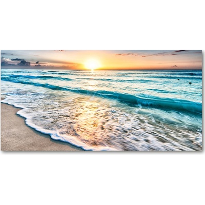 Foto obraz sklo tvrzené Západ slnka pláž 100x50 cm