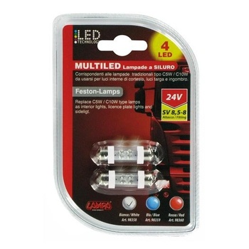 Image 1 of LAMPA Крушки Lampa, 12V, 38 мм, Сулфидни (SV8.5-8) 4 светодиода, Бял (LA0198358) (LA0198358)