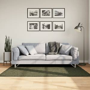 vidaXL Килим HUARTE с къс косъм, мек и миещ се, горско зелен 120x170см (375095)