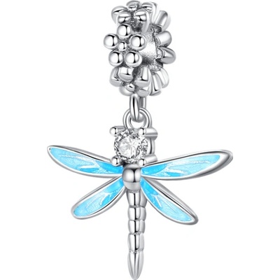 Prosperk Stříbrný korálek na náramek modrá vážka S3423 – Zboží Dáma