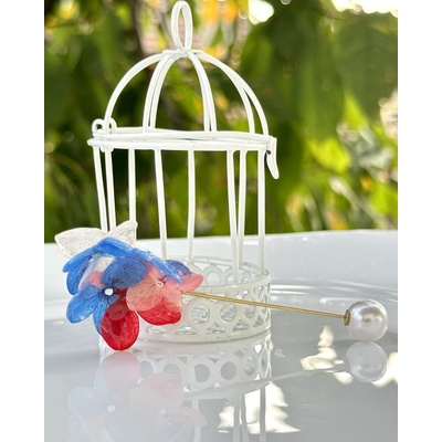 Meganflo Брошка пъстра хортензия - игла с перла