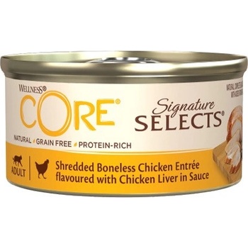 Wellness Core Signature Selects Shredded Boneless Chicken Entrée flavoured with Chicken Liver in Sauce 79 g