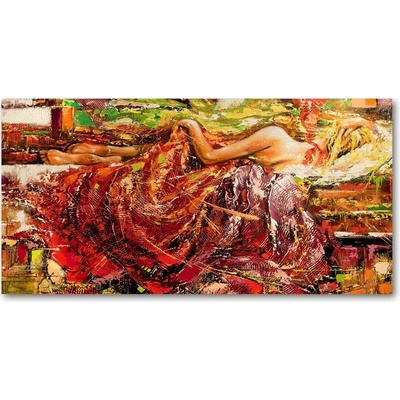Fotoobraz na skle spiace žena 100x50 cm