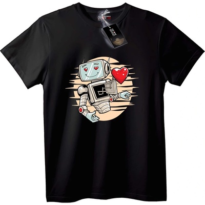 NOONEBRAND Тениска Роботска Любов - 4XL, Black