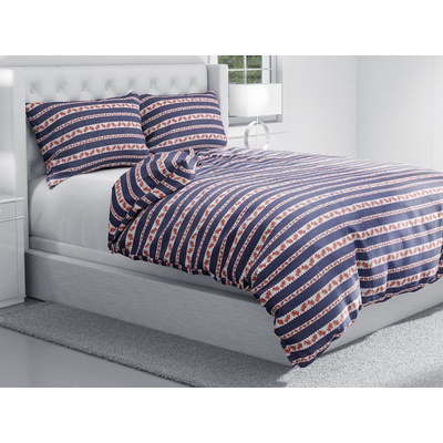 Biante bavlna povlečení Sandra SA-418 Růžičky na tmavě modrém puntíkovaném 200x220 2x70x90