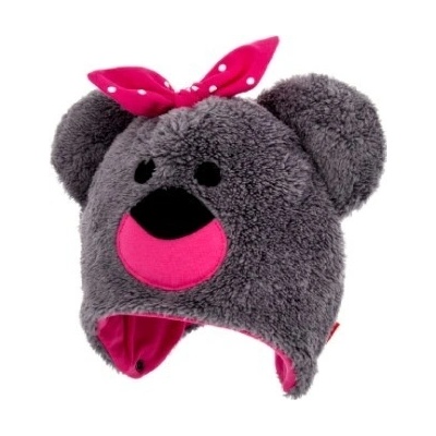 Bexa Bexa Zimní čepice na zavazování s oušky Teddy šedá růžová
