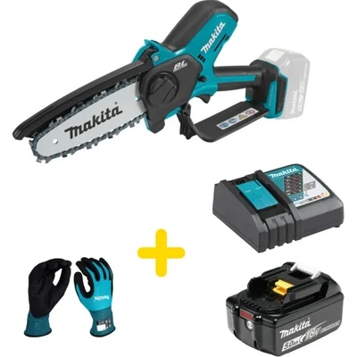 Makita Комплект акумулаторна кaстрачка + батерия и зарядно с ръкавици Makita DUC150Z/ 18V/ 5Ah (DUC150Z+632F15-1+630718-5+P-8469)