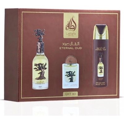 LATTAFA Комплект за унисекс Lattafa Pride Eternal Oud - Парфюмна вода 100 мл + Дезодорант спрей 200 мл + Парфюмна вода 20 мл
