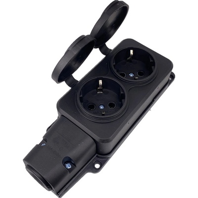 Удължител No brand 5702, 2 гнезда, 250V, 16A, Влагозащитен, Без кабел, Черен - 17871 (17871)