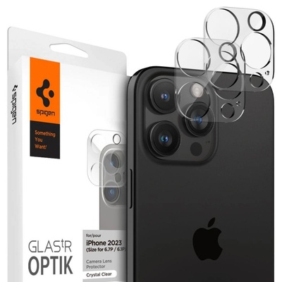 SPIGEN Комплект от 2 стъклени фолиа за камера Spigen Optik, съвместими с iPhone 14 Pro / 14 Pro Max / 15 Pro / 15 Pro Max Crystal Clear (AGL05761)