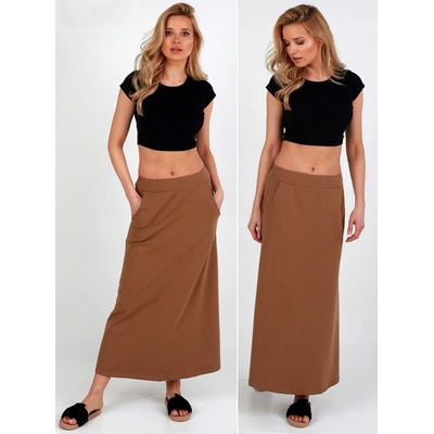 Fashionweek dámská maxi mikinová sukně s kapsami ZIZI267 Camel