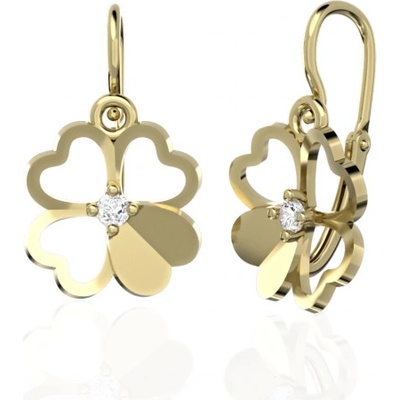 Couple, Dětské náušničky Clover, žluté zlato a zirkony, 585-66-3-0684.0Z00.0.00.001.14