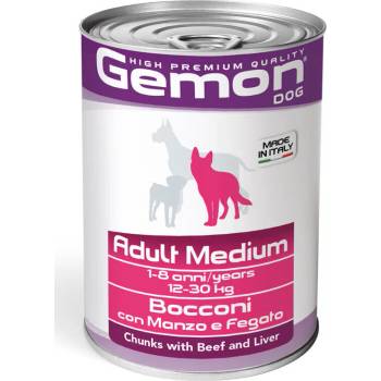 Gemon Adult Medium Beef and Liver консерва хапки с говеждо и черен дроб 415gr