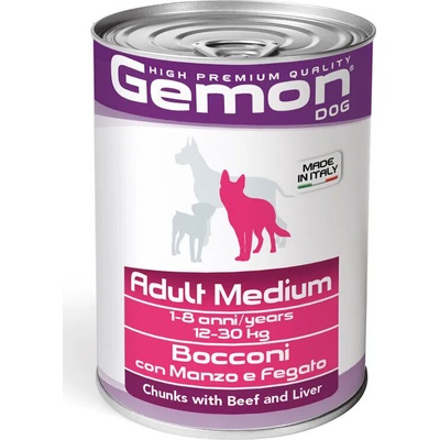 Gemon Adult Medium Beef and Liver консерва хапки с говеждо и черен дроб 415gr