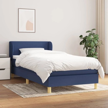 vidaXL Боксспринг легло с матрак, синя, 90x200 см, плат (3126619)
