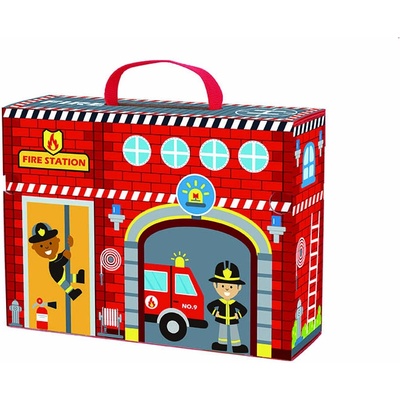 Tooky Toys Hasičská stanice - sada na hraní v kufříku