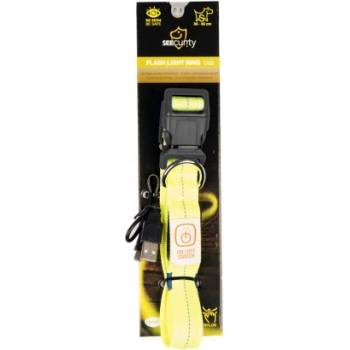 Duvoplus Nylon USB - светещ нашийник за кучета - жълт неон, обиколка 30-40 см, ширина 25 мм, Белгия - 1270015