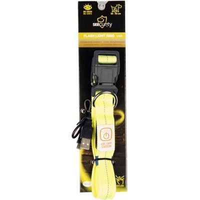 Duvoplus Nylon USB - светещ нашийник за кучета - жълт неон, обиколка 30-40 см, ширина 25 мм, Белгия - 1270015