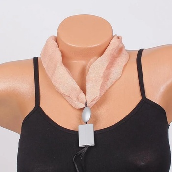 Image 1 of Фишу-колие в бежово със сива висулка