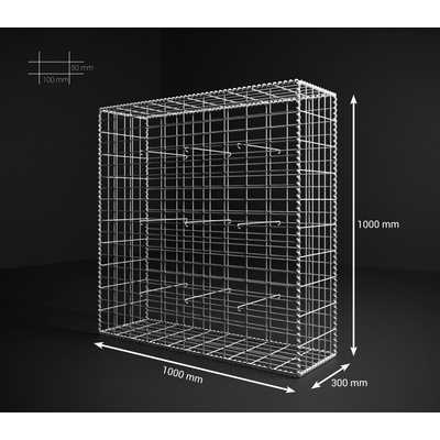 Gabionový koš 100x100x30, velikost oka 5x10cm, povrchová úprava GALFAN (95% Zn - 5% Al)