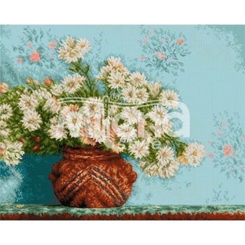 Milena Style Ваза с хризантеми - гоблен със схема конци Ariadna 1: 4
