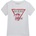 GUESS Бяла тениска за мини момиче с червено лого и цветна апликация Guess