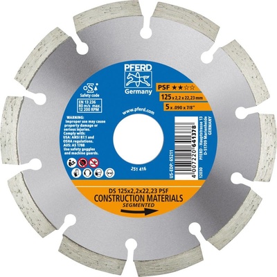 PFERD TOOLS 68012221 Ds Psf diamantový řezný kotouč Průměr 125 mm Ø otvoru 22.23 mm 1 ks
