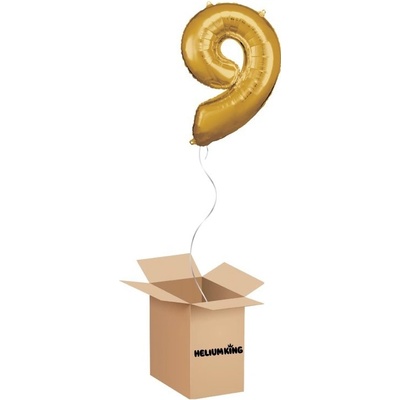 HeliumKing Balónový box Narodeninové číslo 9 zlatý 86 cm