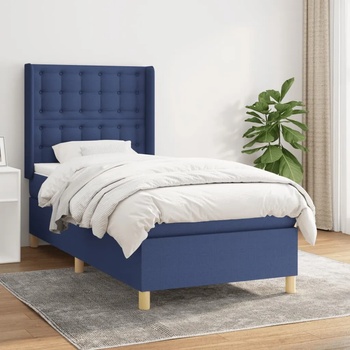 vidaXL Боксспринг легло с матрак, синя, 90x200 см, плат (3132287)