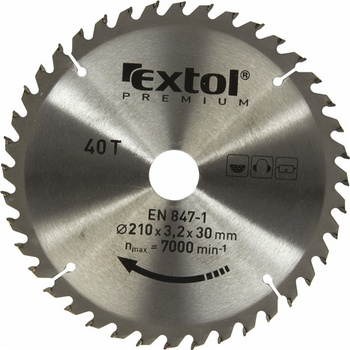 EXTOL PREMIUM Kotouč pilový s SK plátky, O 210x3,0x30mm, 40T (8803236)