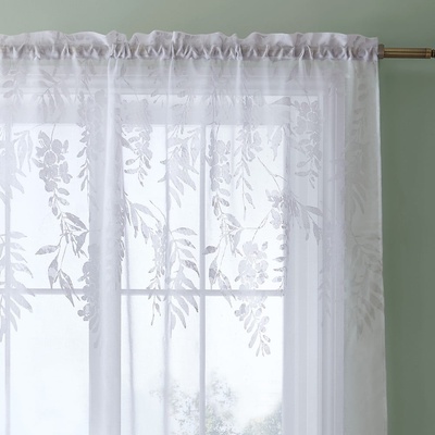 Catherine Lansfield Bílá záclona 140x183 cm Wisteria Floral – Catherine Lansfield