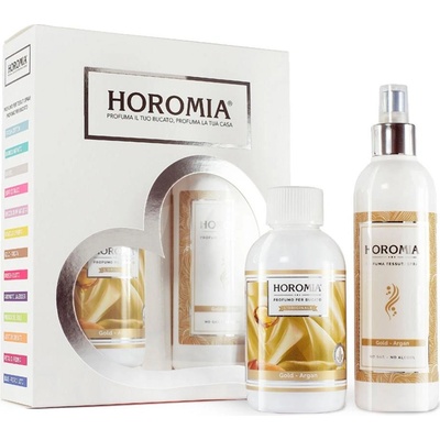 Horomia Kazeta Horotwins Gold Argan parfém na prádlo 250 ml + parfémový sprej na textil 250 ml