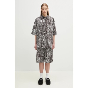 Marcelo Burlon Памучна риза Aop Mech Bowling Shirt Dark Grey Medium (CMGG002S25FAB0010706)
