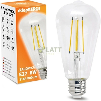 BERGE LED žiarovka E27 ST64 8W neutrálna biela
