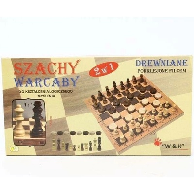 Dřevěné šachy a dáma 2v1 29 × 29 cm