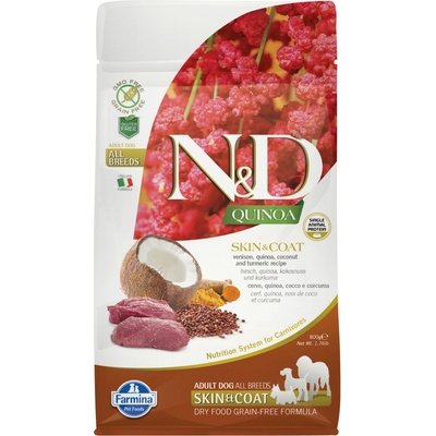 N&D Quinoa Dog Adult All Breeds Skin & Coat Grain Free Venison & Coconut 0,8 kg