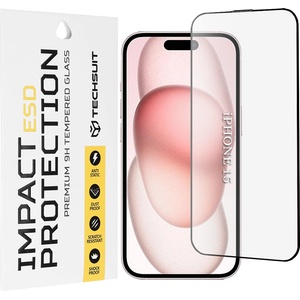 Techsuit Протектор за iPhone 15 / iPhone 16 - ESD стъкло - черен (KF2354064)