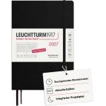 Leuchtturm1917 Daily Calendar 2027 Medium (A5) - German, black, 145 x 210 mm, January-December (12 months), 1 page per day, hourly grid 7: 00-22: 00, hardcover, 80 g/m2 paper - 400157 (400157)