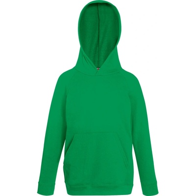 Fruit of the Loom mikina Kids Lightweight Hooded Sweat kelly green